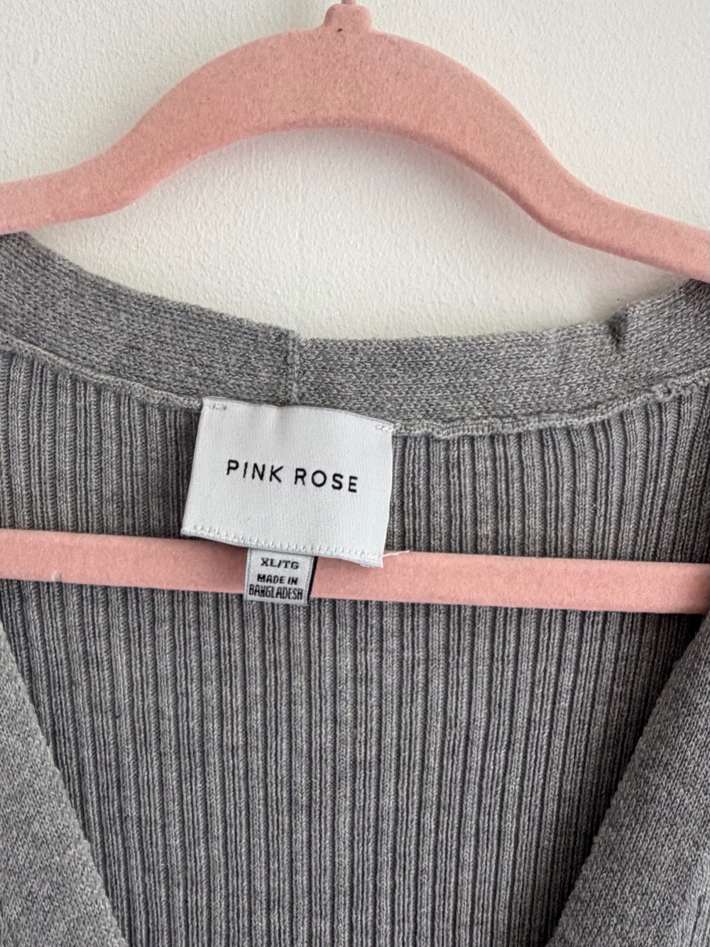 Pink Rose Rib-Knit Button-Front Long Sleeve Dress - Gray - Picture 4 of 5